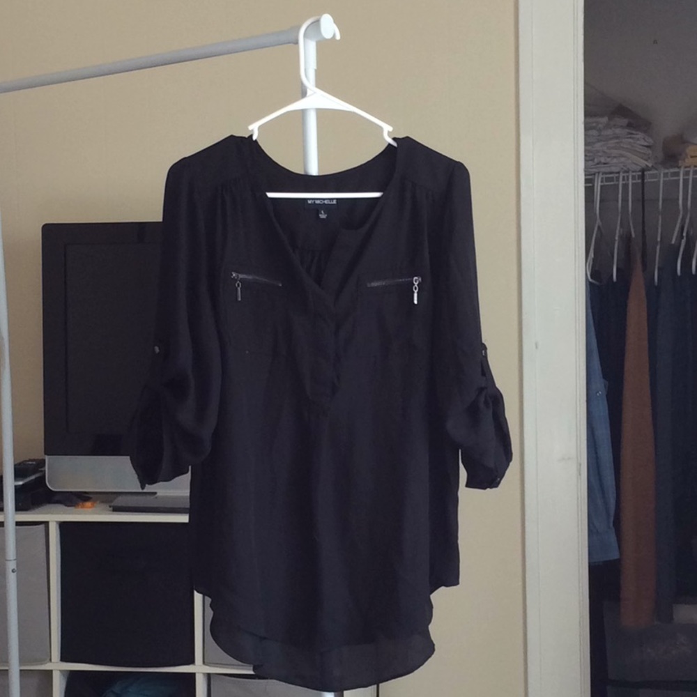 Sheer black blouse.